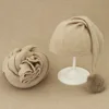 2pcs Wrap Hat Sets Newbornn Photography Props Boys Girls Photography Swaddle Blanket Infant Baby Picture Shoot Props Accessories 5