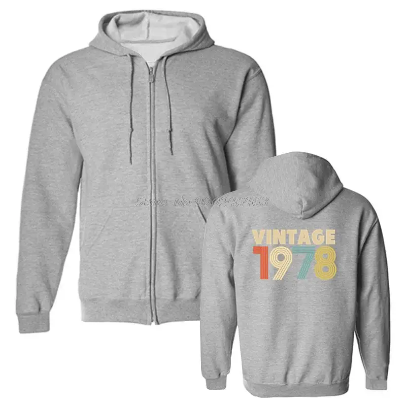 Vintage 1978 Mode 40th Verjaardagscadeau 80 s Bedrukte Hoodie Men Fleece Hooded Sweatshirt Harajuku Streetwear – Detail 5