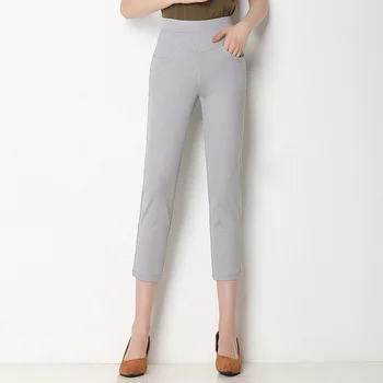 

women thin high waist stretch trousers laides Slim thin casual nine pants 163