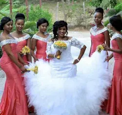 2019 Африканский нигерийский платье подружки невесты арбуз Длинные Весна Лето Формальные пригласительные на свадьбу Подружка невесты
