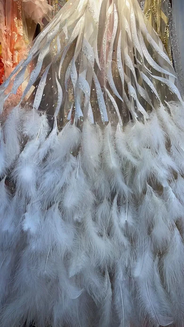 

Кружевная ткань с белыми перьями 2021, Высококачественная нигерийская кружевная ткань, швейцарская вуаль, кружево, африканская французская кружевная ткань для вечерние LHX21002