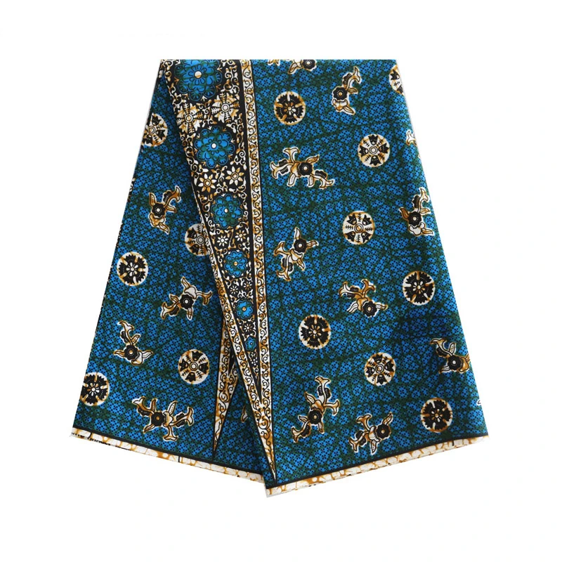 Синий Анкара настоящий голландский воск Ткань 6 ярдов DIY шитье батик печать ткань двойной принт Африканский хлопок настоящий воск ткань