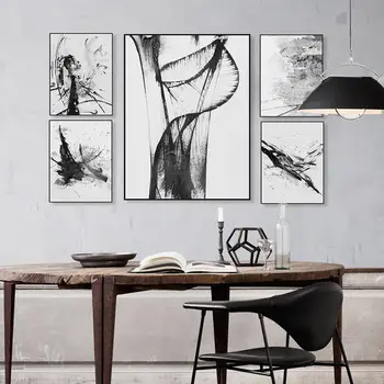 

Modern Abstract Ink Line Poster and Print Nordic Home Decor Art Canvas Painting