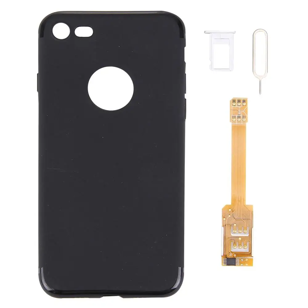 HAWEEL Kumishi for iPhone 7/X in 1 Dual SIM Card Adapter + TPU Back Case Cover with SIM Card Tray / SIM Card Pin