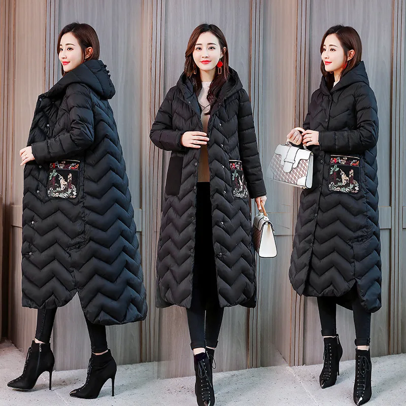 

Cotton-padded Clothes/Cotton Coat Hooded Zipper 2018 Winter Long Sleeve Mid-length Fashion Convention Warm And Comfortable