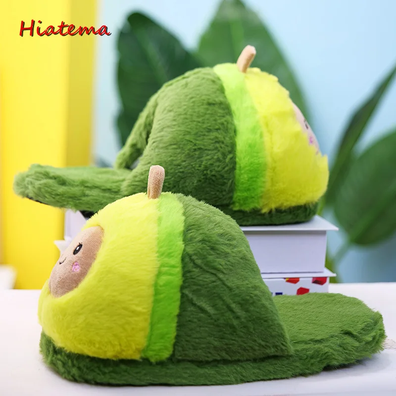Kawaii/плюшевые тапочки в виде куклы авокадо; милая теплая Домашняя обувь из плюша с изображением животных