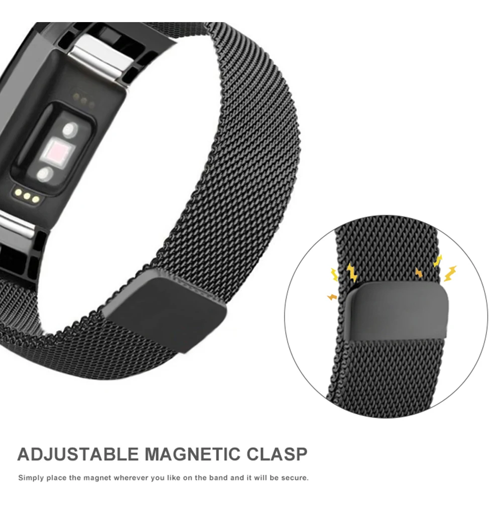 Миланская петля ремешок для Fitbit Charge 2 Смарт часы браслет S L Металл Нержавеющая сталь Магнитная Pulseira спортивный браслет