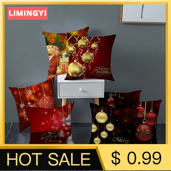 

LIMINGYI Christmas Tree Decorations Living Room Decoration Red Christmas Pillow Covers Sofa Cushion Cover Pillow Cover ZT038