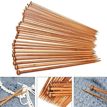 

36Pcs 18 Size Bamboo Crochet Needle Set Single Pointed Carbonized Knitting Needles Domestic Weave Knitting Tool