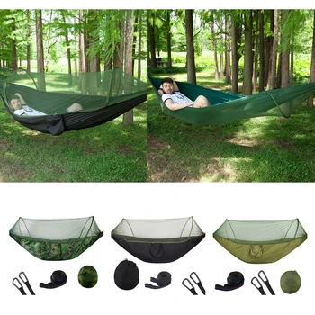 

Portable Camping Jungle Parachute Hammock With Mosquito Net Straps Carabiners