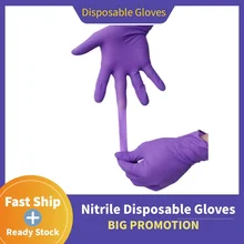 

10-100 pcs purple Nitrile Black Disposable Gloves Wear перчатки нитриловые Chemical Laboratory Electronics Food Work Gloves
