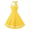 Vintage Halter Yellow Dress Sexy Retro Robe Femme Pin Up Rockabilly Party Dress Big Swing Vestidos Summer Clothes for Women 2022 ► Photo 3/3