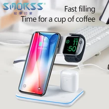 3 в 1 15 Вт Qi Беспроводное зарядное устройство для Apple Airpods Watch 4 3 2 Быстрая зарядка подставка для iphone X 11 Pro Max samsung