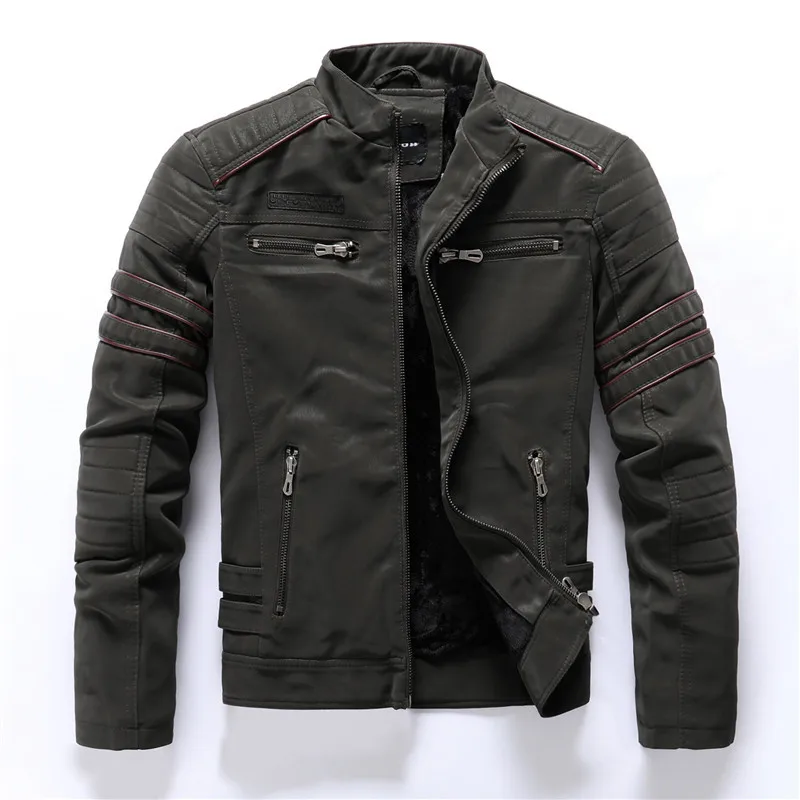 Bomber Mens Leather Jackets Motorcycle Stand Collar Zipper Pockets Male US Size PU Coats Biker Faux Leather Fashion Outerwear Bomber Mens Leather Jackets Motorcycle Stand Collar Zipper Pockets Male US Size PU Coats Biker Faux Leather Fashion Outerwear