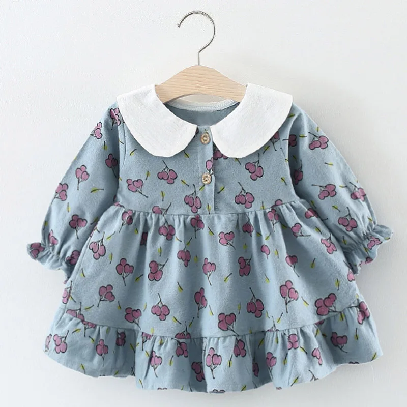 Melario Bunny Spring Kids Dress for Girls Long Sleeve Fake 2pc Dresses Love Newborn Body Clothes Toddler Baby Clothing 0-24m - Цвет: BlueAX887