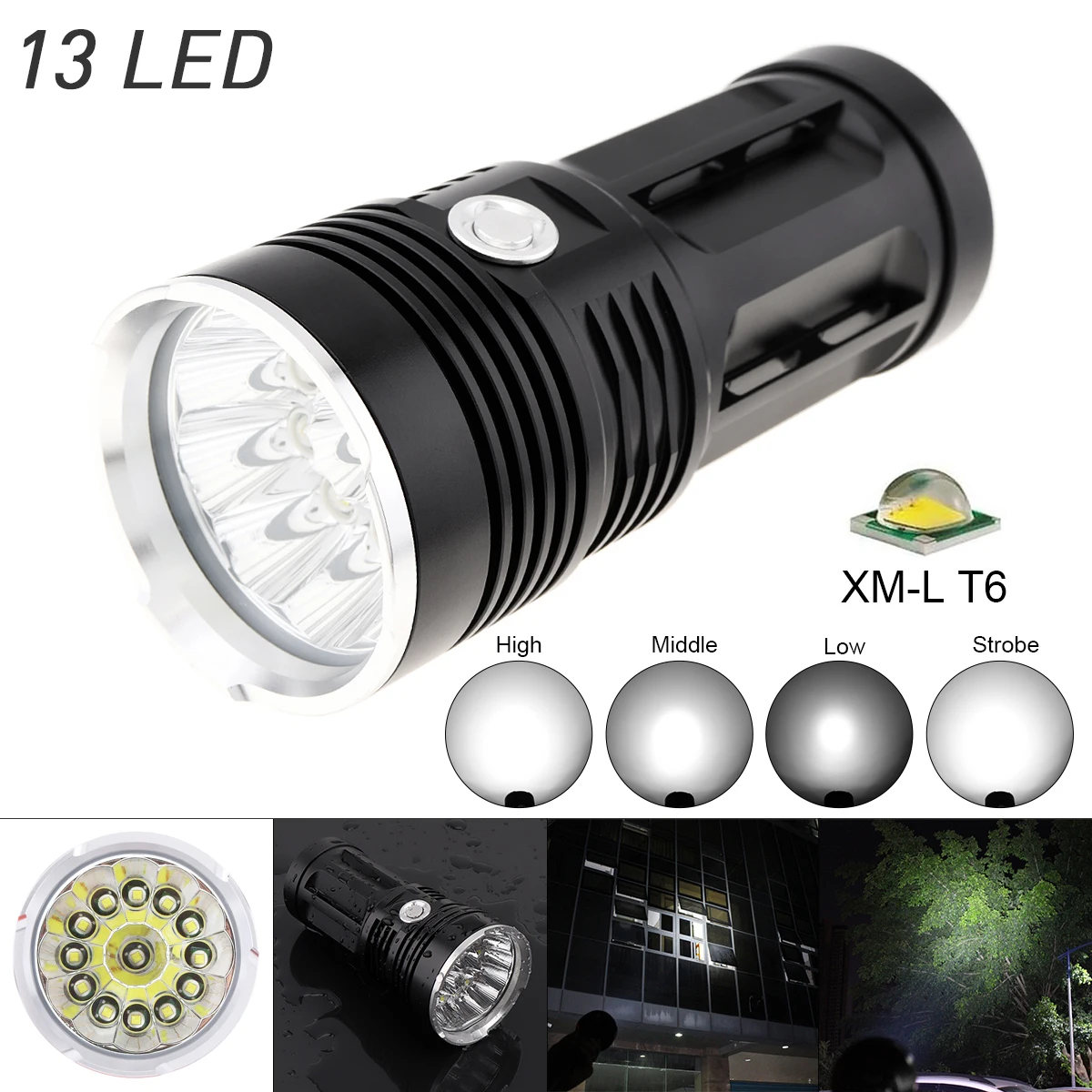 25W 13x XML-T6 LED 2000Lm Super Bright Backpacking Hunting Fishing Flashlight Aluminium Torch Flash Lamp | Лампы и освещение