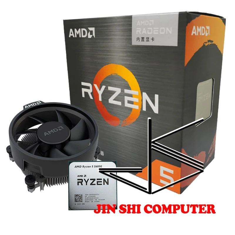 AMD Ryzen 5 5600G R5 5600G 3.9GHz Six-Core Twelve-Thread 65W CPU Processor L3=16M 100-000000252 Socket AM4 New and have fan computer processor list