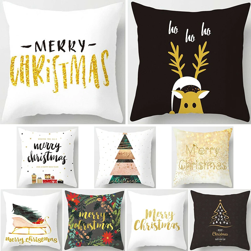 18Christmas Pillow Case Santa Fiber Peach Sofa Throw Cushion Cover Home Decors
