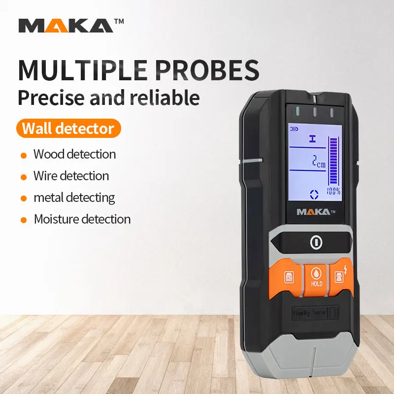 4 In1Multifunctional Digital Detector Waterproof Moisture Metal Wood Detector AC Voltage Wire Finder LCD Backlit Display MAKA
