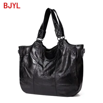 

Genuine Leather Women Handbag Large Capacity Bag New Casual Shoulder Messenger Bag Soft Black Leather Bag Head Layer Leather