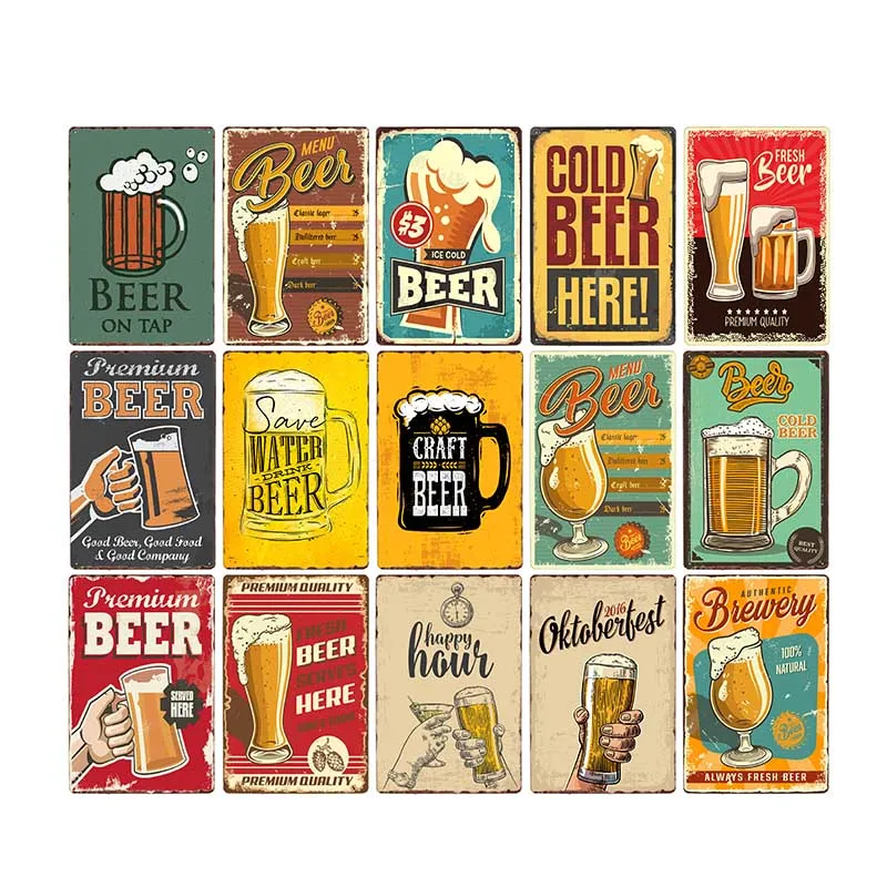 

Beer Sign Plaque Metal Vintage Posters Metal Plate Tin Plates Bar Pub Decoration 20x30cm
