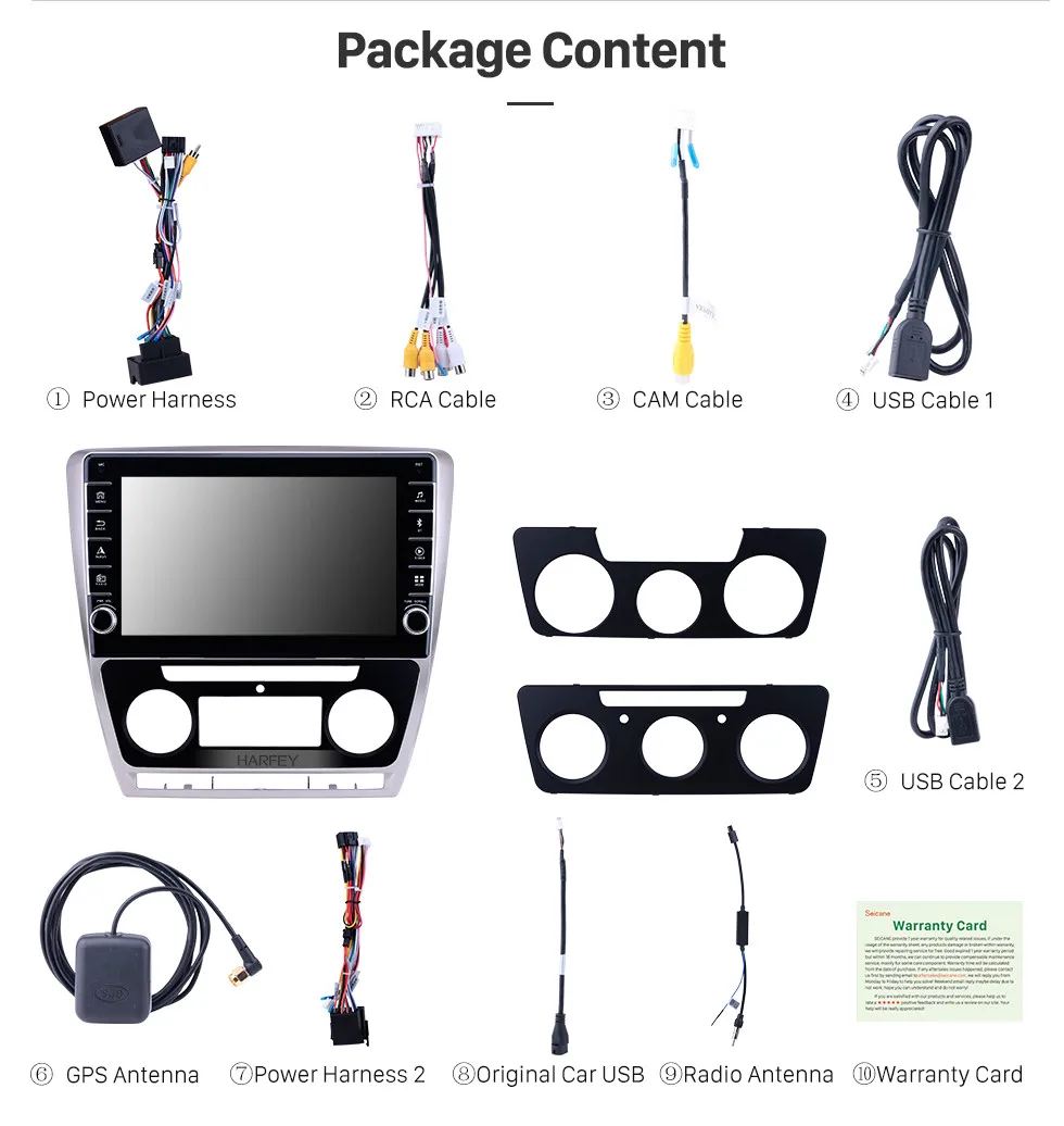 Harfey для 2007 2008- SKODA Octavia 10,1 дюймов Android 8,1 сенсорный экран gps автомобильное радио Wifi автомобильный мультимедийный плеер bluetooth USB