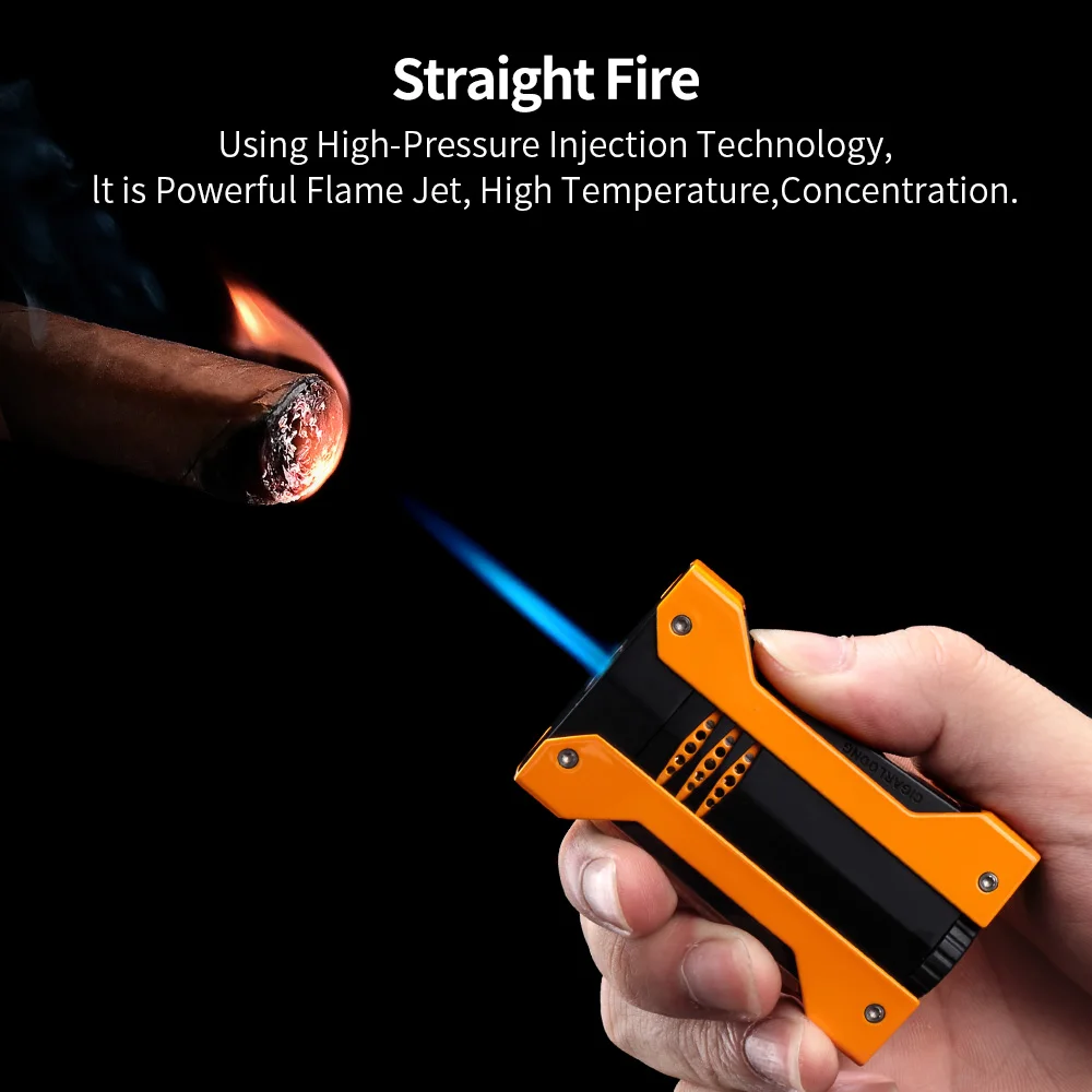 Cigar Lighter 6 Colors Optional Portable Metal Torch Jet Flame Cigarette Lighter Gas Butane CL-1051 butane gas lighter cigarette lighter