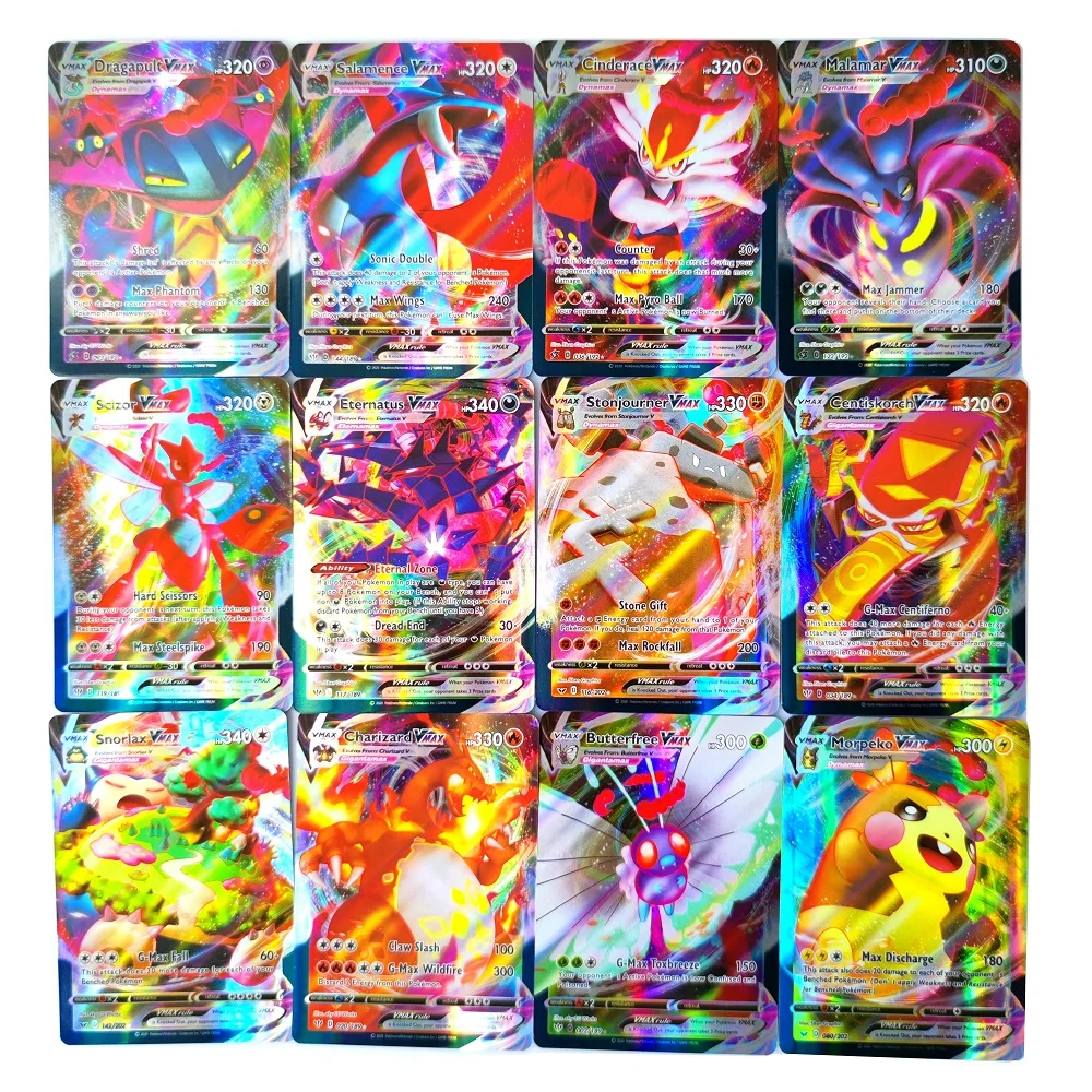 Pokemon Cards 20-300Pcs Pokemon 100Vmax EX TAG 300 GX Best Selling Children  Battle English Version Game Tag Team Shining Card