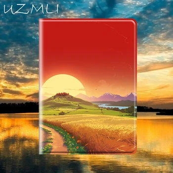 

For New iPad 9.7 pro/air3 10.5 11 10.2 air2 mini 12345 Retro Sunset Dusk Pattern Smart Awake Tablet Protective Case Cover+Gifts