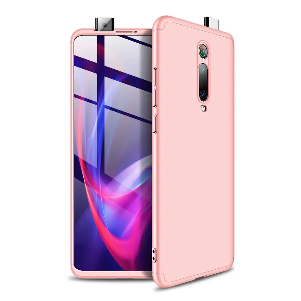 Rose gold 360 чехол с полной защитой для mi 9 T Pro Red mi K20 Pro, чехол для телефона 3 в 1, матовый пластиковый жесткий чехол на заднюю панель для Xiaomi mi 9 T K 20 Pro - Цвет: Rose gold