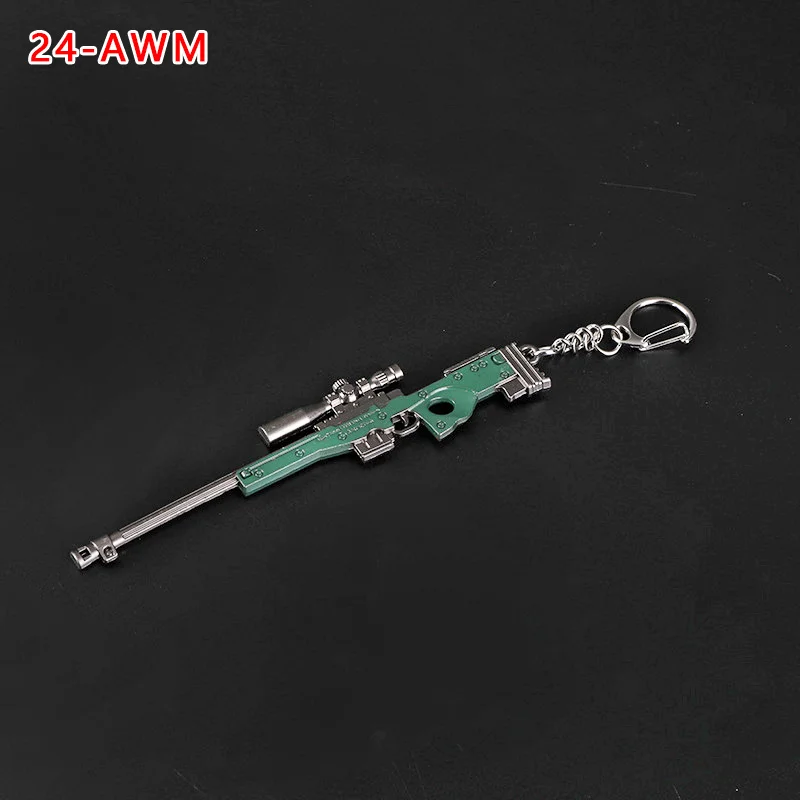 Мир Элитная игра кулон мини брелок пистолет игрушка металлический брелок пистолет Модель сувениры для мужчин автомобильный брелок для друга рождественские подарки - Color: 24-AWM
