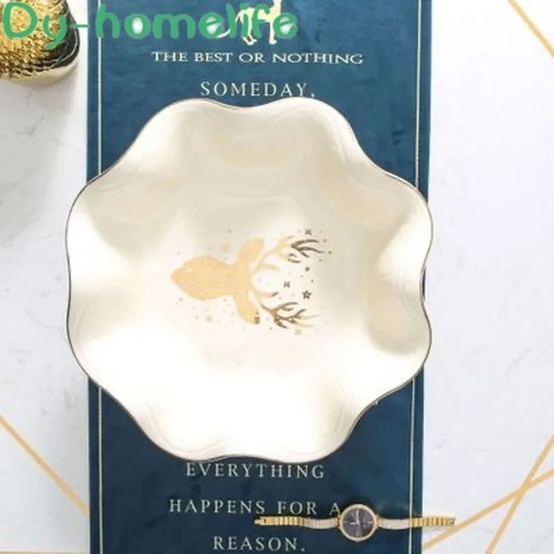 

European Home Living Room Fruit Plate Ceramic Creative Fruit Plate Coffee Table Modern Snack Plate American Fruit Basin
