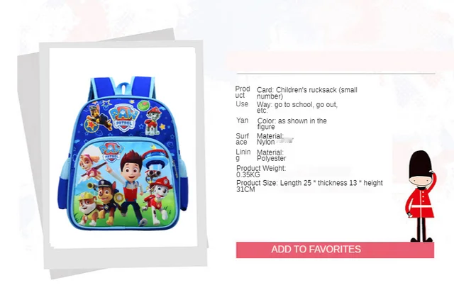 2021 New Paw Patrol  Cartoon Backpack for Baby Boys Girls Children Lovely Schoolbag Kindergarten Backpack Kids Birthday Gift 5