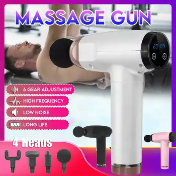 

2800r/min 6 Gears LCD Muscle Massage Guns Sport Therapy Massager Body Relaxation Pain Relief Slimming Shaping Massager 4 Heads