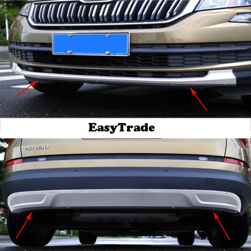 

Stainless Steel Front and Rear Bumper Diffuser Protector Guard Skid Plate For Skoda Kodiaq 2017 2018 Car Styling Accessories