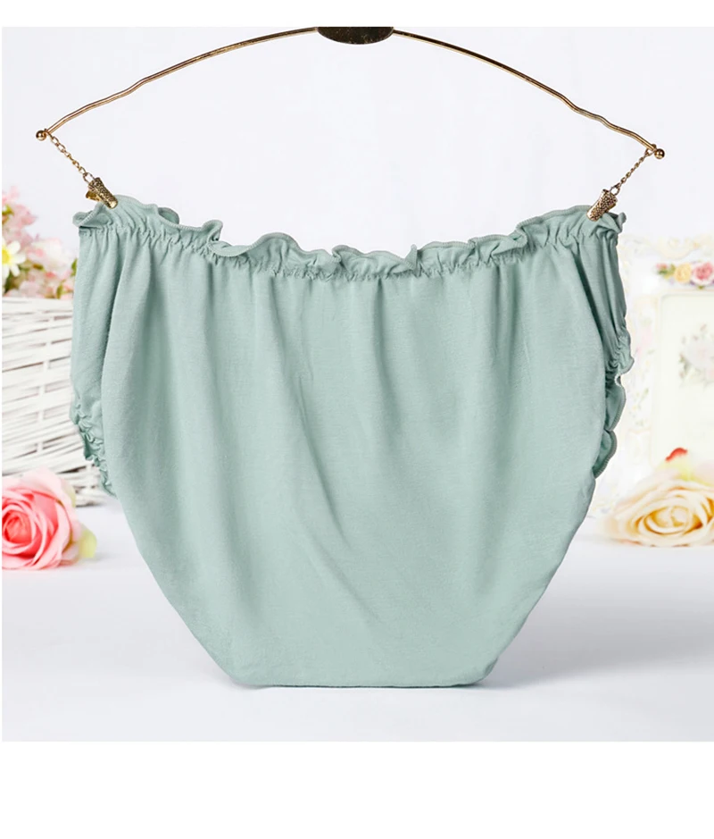 Women's Plus Size Mid Waist Bamboo Fibre Ruffles Rim Panties