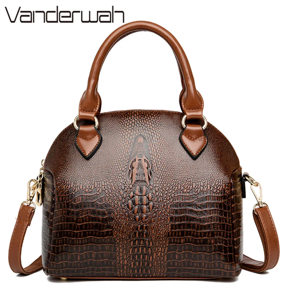 Новые винтажные сумки с крокодиловым узором и ручками роскошные женские