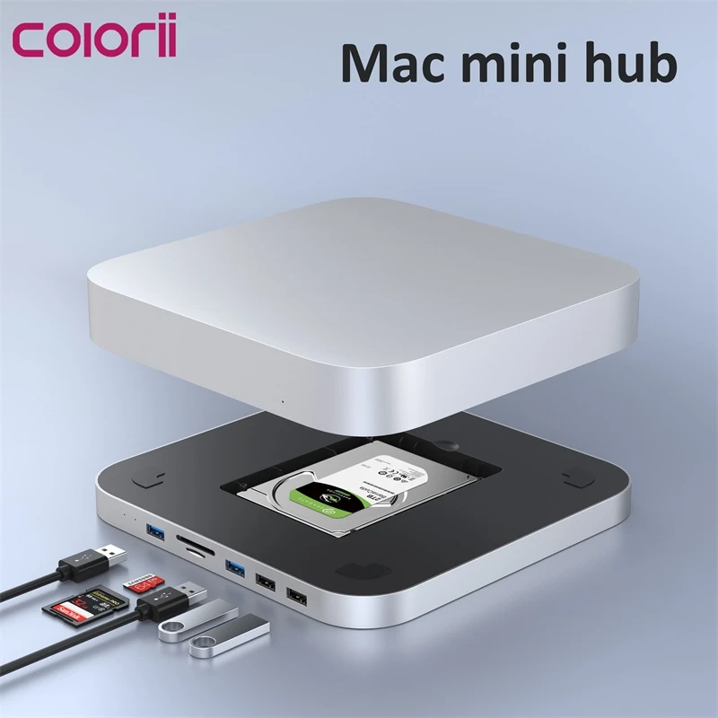 Keuze ontploffen je bent Colorii MC25 Zilver 2020 Zilveren M1 M2 Mac Mini Hub Ssd Harde Schijf  Behuizing Docking Station Met Kaartlezer|USB-hubs| - AliExpress