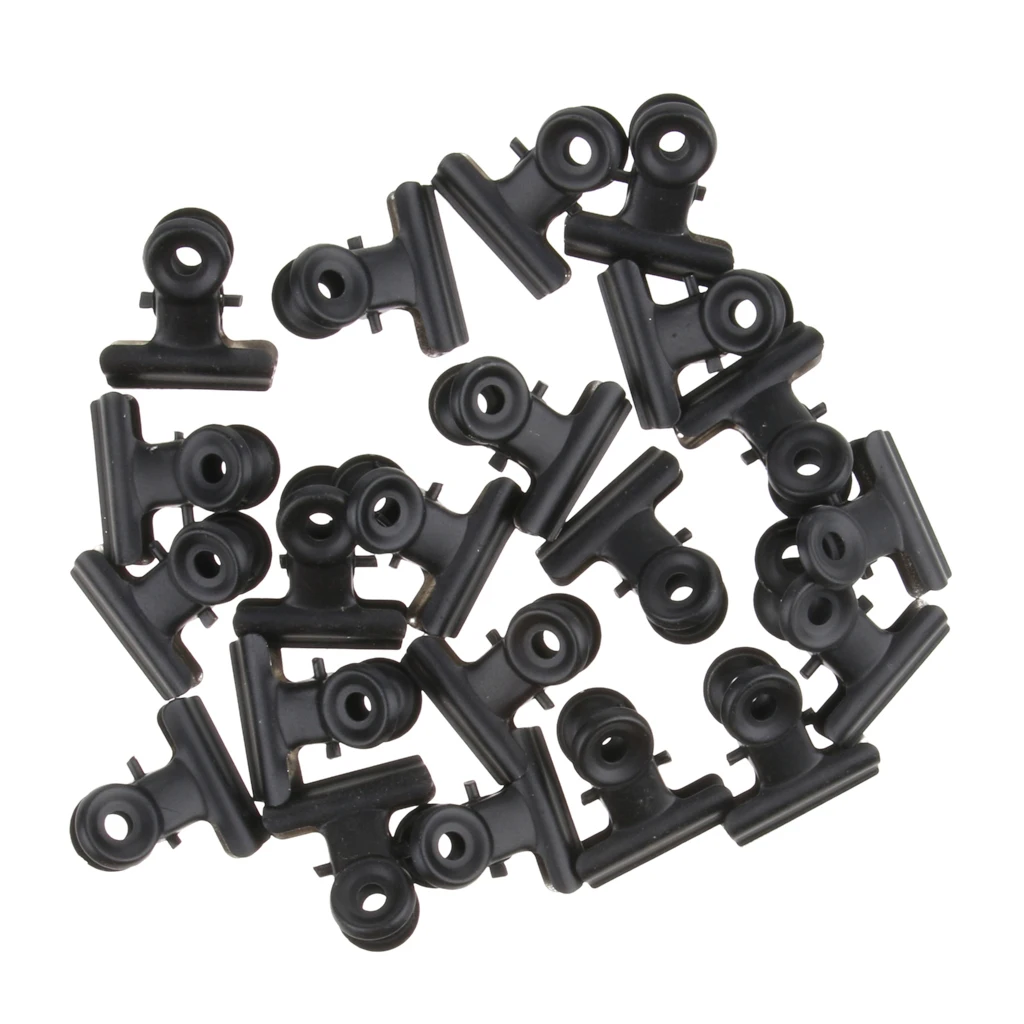 20 Pack Black Bulldog Clips Metal Hinge Clip File Clamps for Paper, Crafts, Food Bags, Drawings, Photos, 22mm