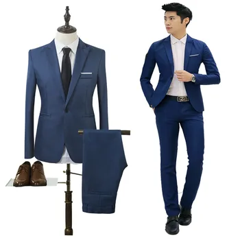

Zogaa Men's New 2019 Suit Men's Fashion Slim Business Suit Male Casual Groomsman Wedding Suit Men's Straight Single Breasted