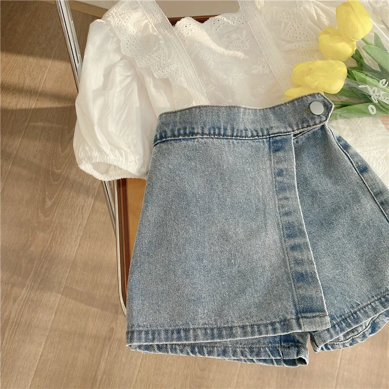 Summer Baby Girls Denim Thin Shorts Pure Color Korean Style Toddlers Kids Casual Shorts