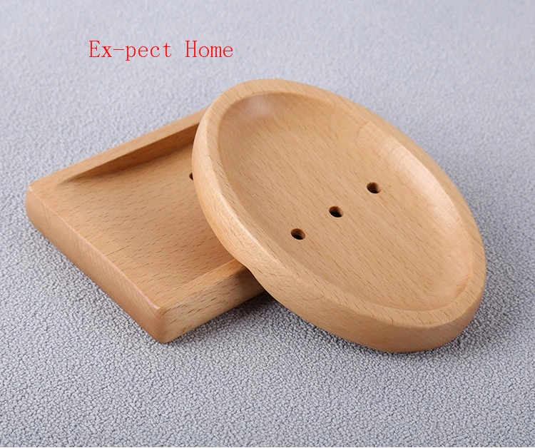 Natural Wooden Soap Holder Dish Bathroom Shower Storage Rack Solid Portable Wood Drain Soap Tray