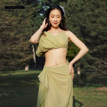 

New spring and summer belly dance practice suit suit oriental dance costume performance costume beginner