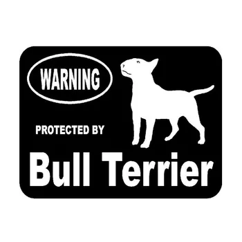 

Dawasaru Warning Car Sticker Protected By Bull Terrier Protected Animal Decal Laptop Motorcycle Auto Decoration PVC,13cm*10cm