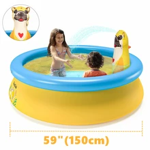 150CM Inflatable Kid Swimming Pool with Splash PVC Sea Otter Circular Family Pool for Outdoor Backyard Sport Summer Water Party