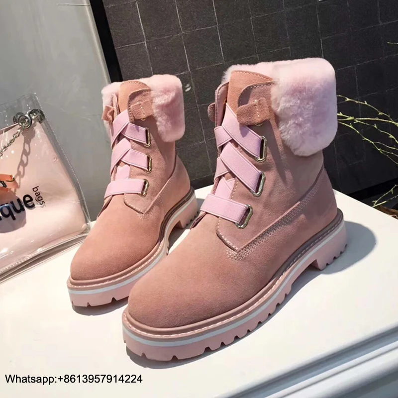 

Shoes Boot Ladies Women Chaussures Femme Low Heels Snow Boots Winter Botas Mujer Wool Scarpe Donna Round Toe Female Shoes