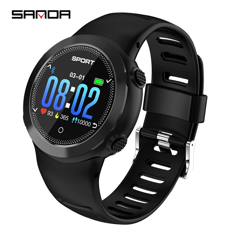 SANDA HZ181 Здоровый Спортивный Браслет Компас Bluetooth IP68 Водонепроницаемые часы многофункциональные умные напоминающие часы Relogio Masculino - Цвет: Черный
