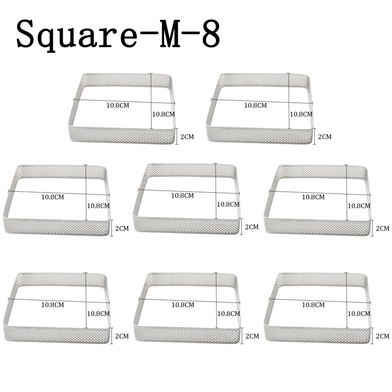 Квадратное кольцо для пирога из нержавеющей стали, форма для пирога, сделай сам, французский фруктовый крем, формочка для десерта, пиццы, сыра, мусса, форма для пирога, инструменты для выпечки - Color: Square-M-8