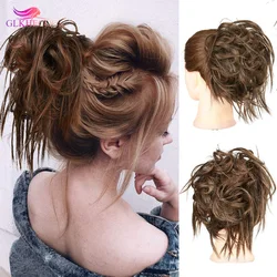 Messy Chignon Donut Hair Bun Natural Fake Hair Extension Elastic Hair Band Curly Hairpiece For Women Scrunchie Grey Brown Black
