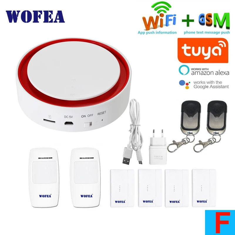 Красный Wofea Tuya Wifi GSM вспышка стробоскоп охранная сигнализация 110 дБ звук и светильник SMS автоматический набор приложение push работа с alexa google home - Цвет: Красный